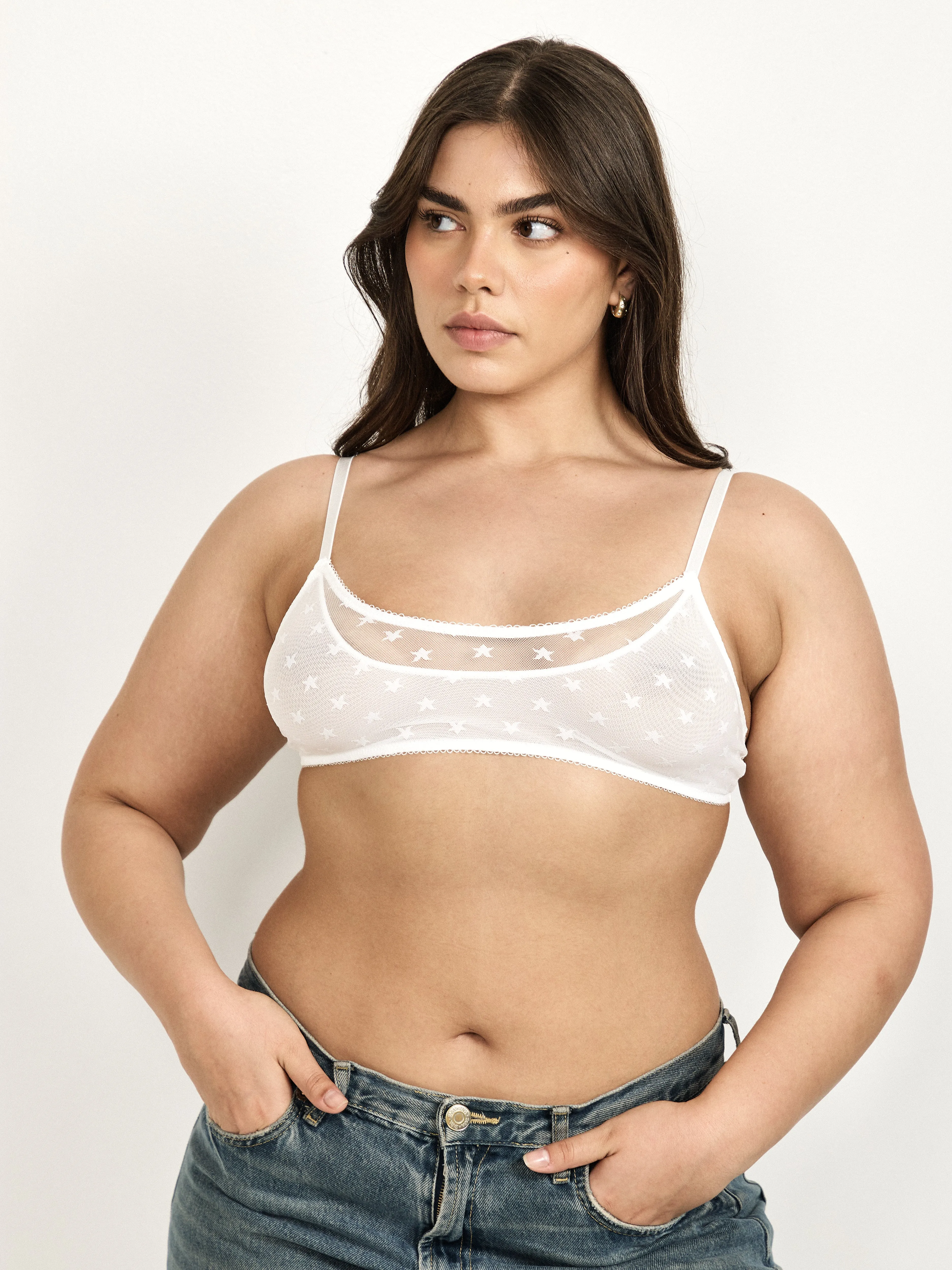 Star Lace Bralette- White