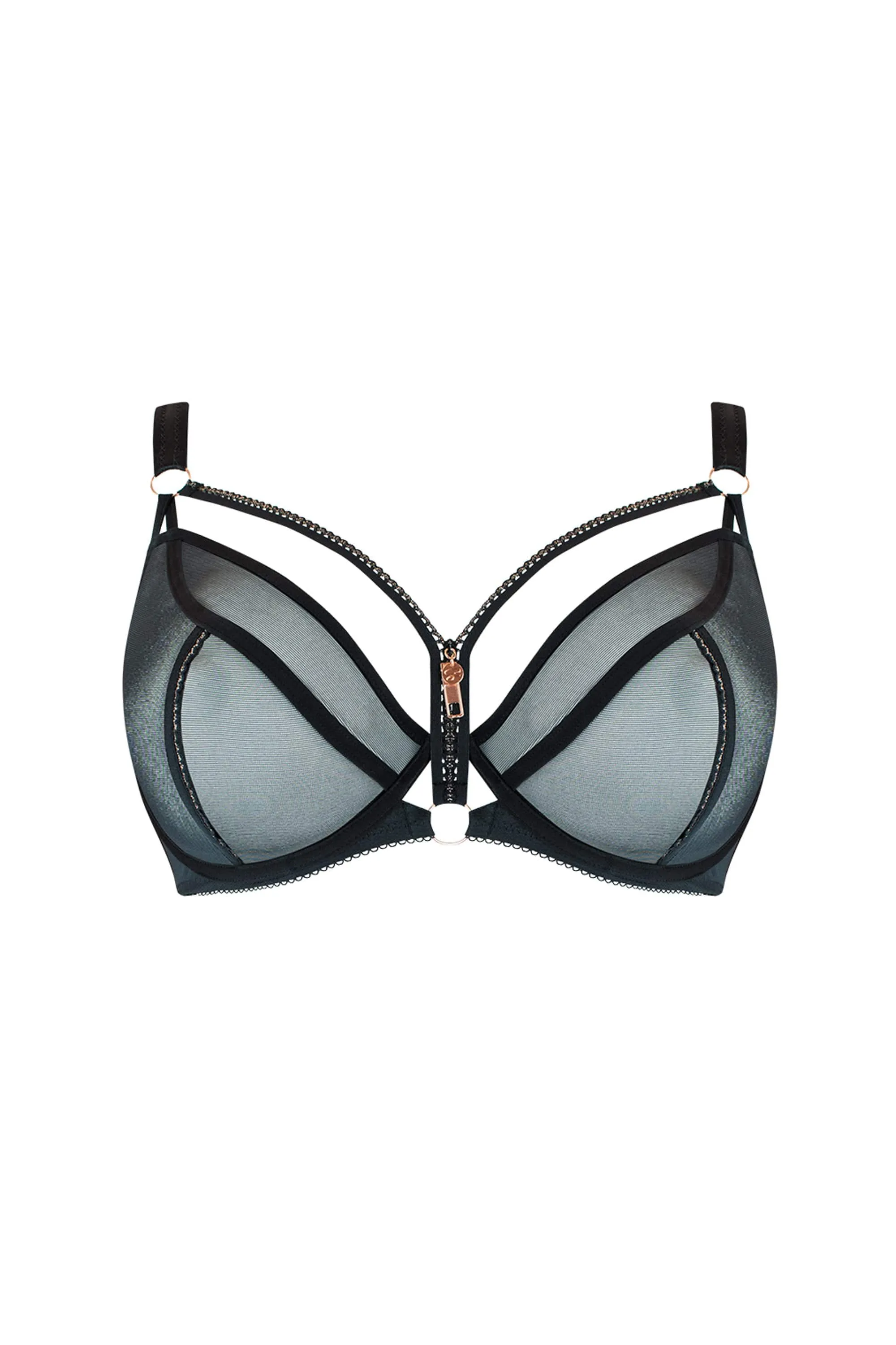 Unzipped Black Plunge Bra