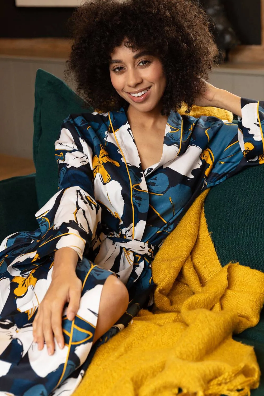 Verity Floral Print Long Dressing Gown. Size UK 8