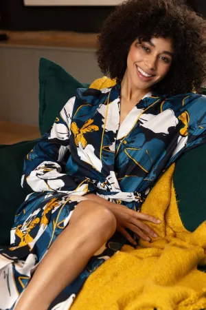 Verity Floral Print Long Dressing Gown. Size UK 8