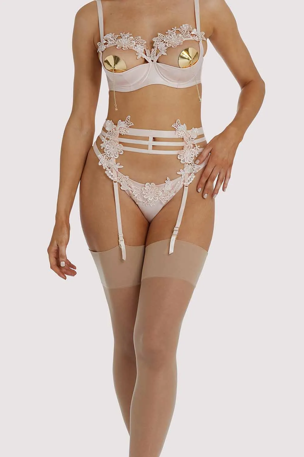 Virginia Peach Guipure Suspender