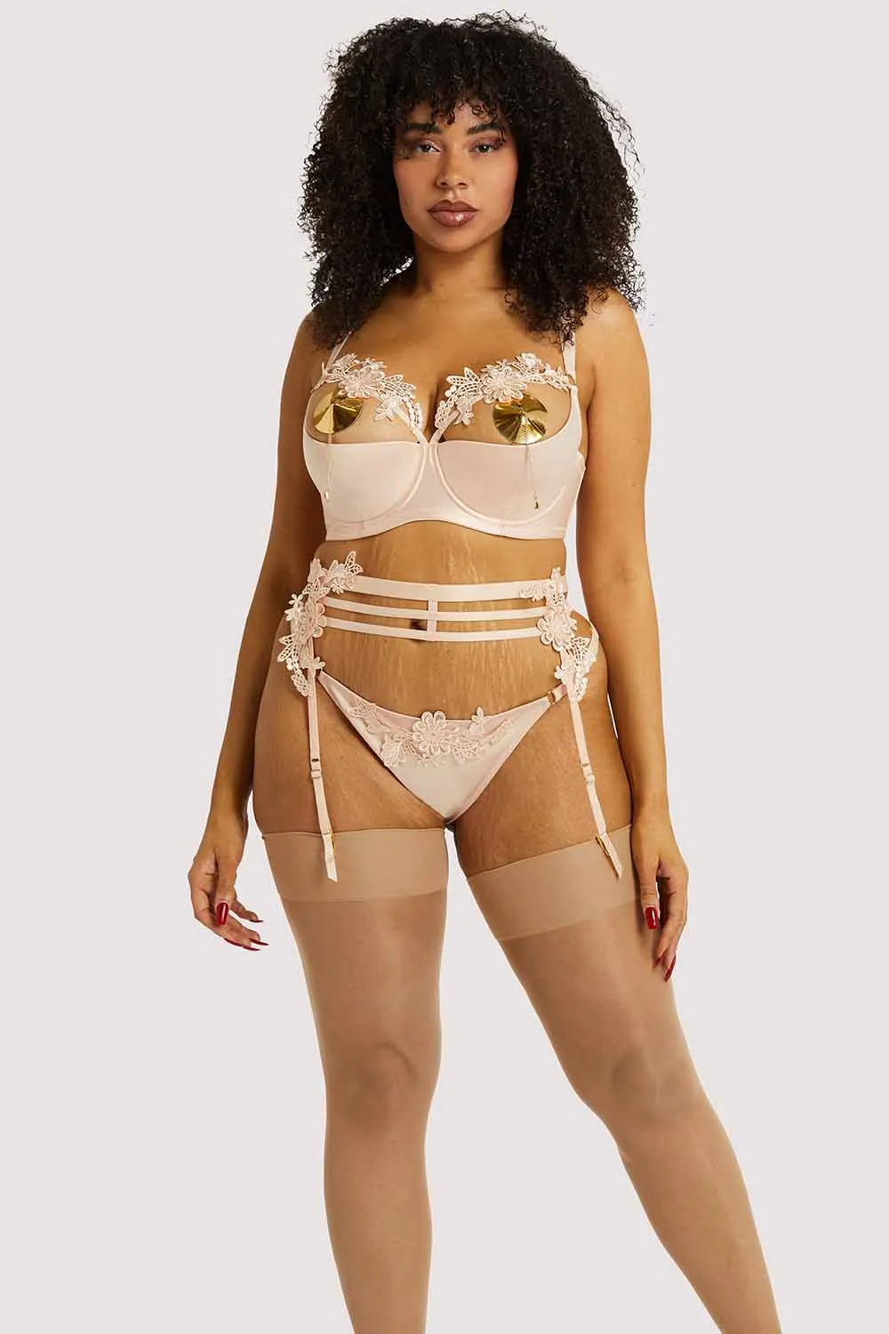 Virginia Peach Guipure Suspender