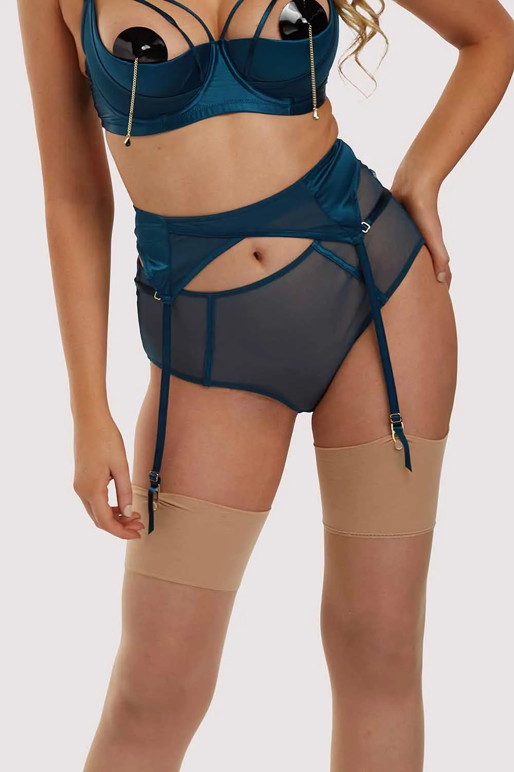 x PP Firenza Strappy Teal Suspender