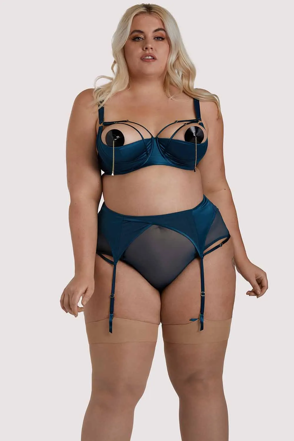 x PP Firenza Strappy Teal Suspender